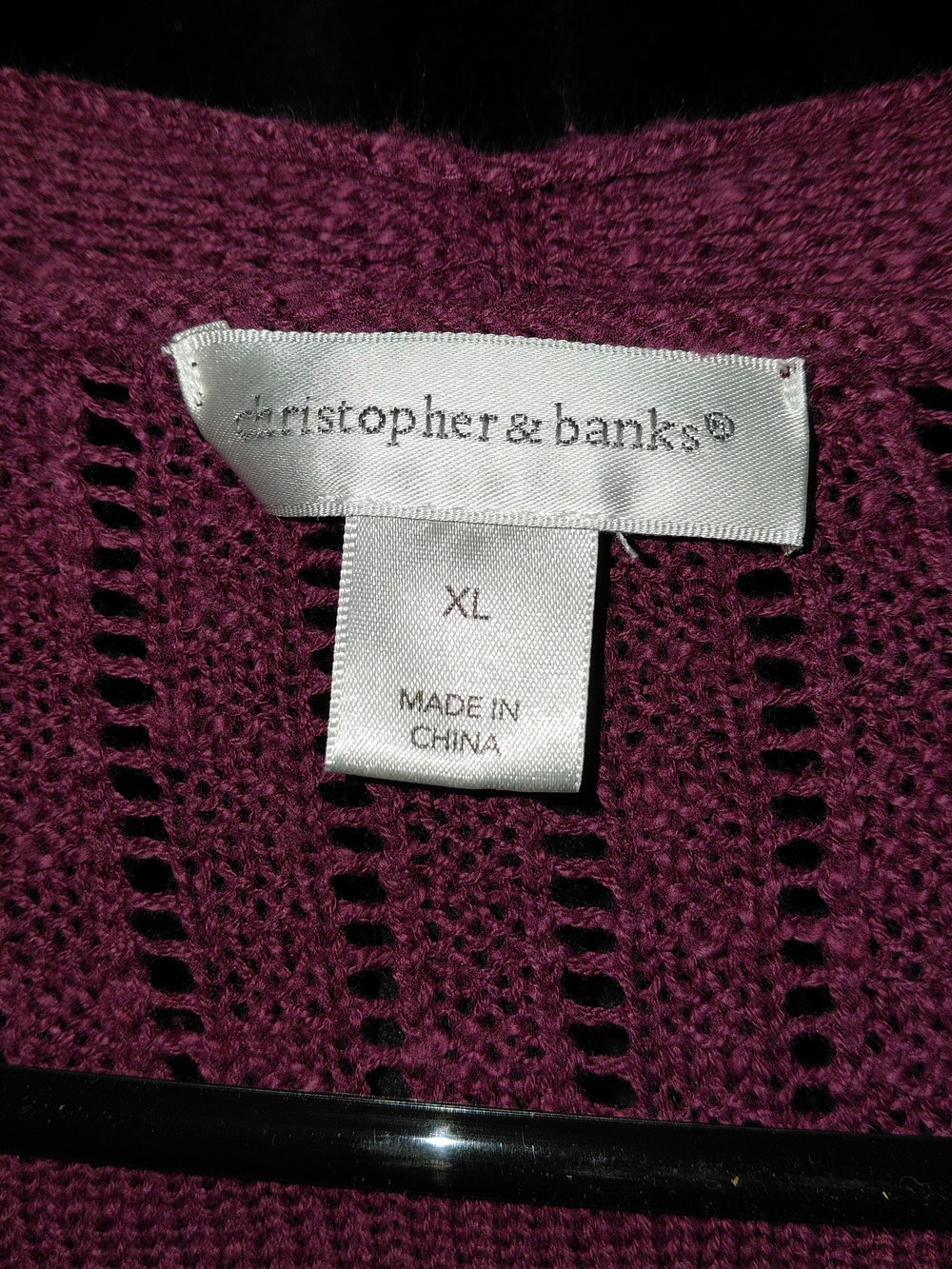 Christopher & Banks Open-Front Cardigan - Plum XL - Picture 2 of 5